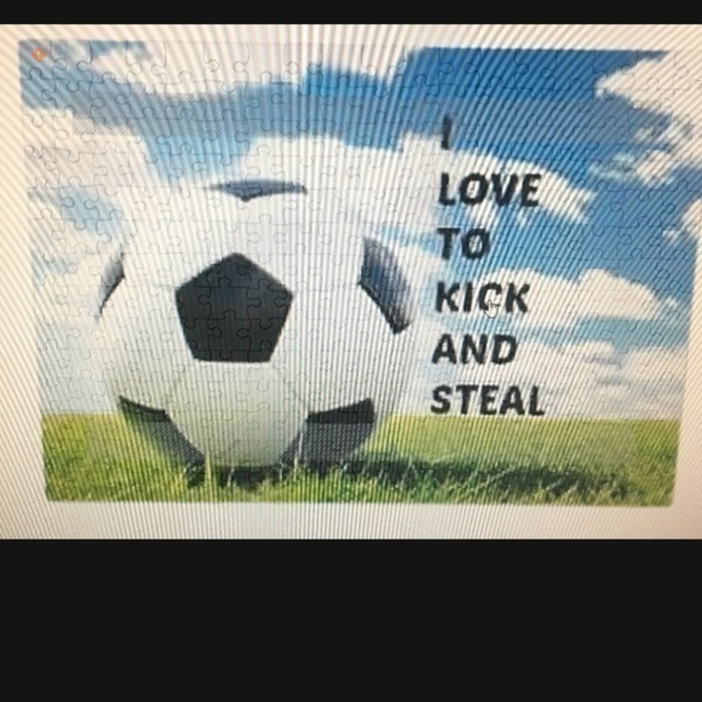 252 piece soccer  puzzle I love to kick and steal